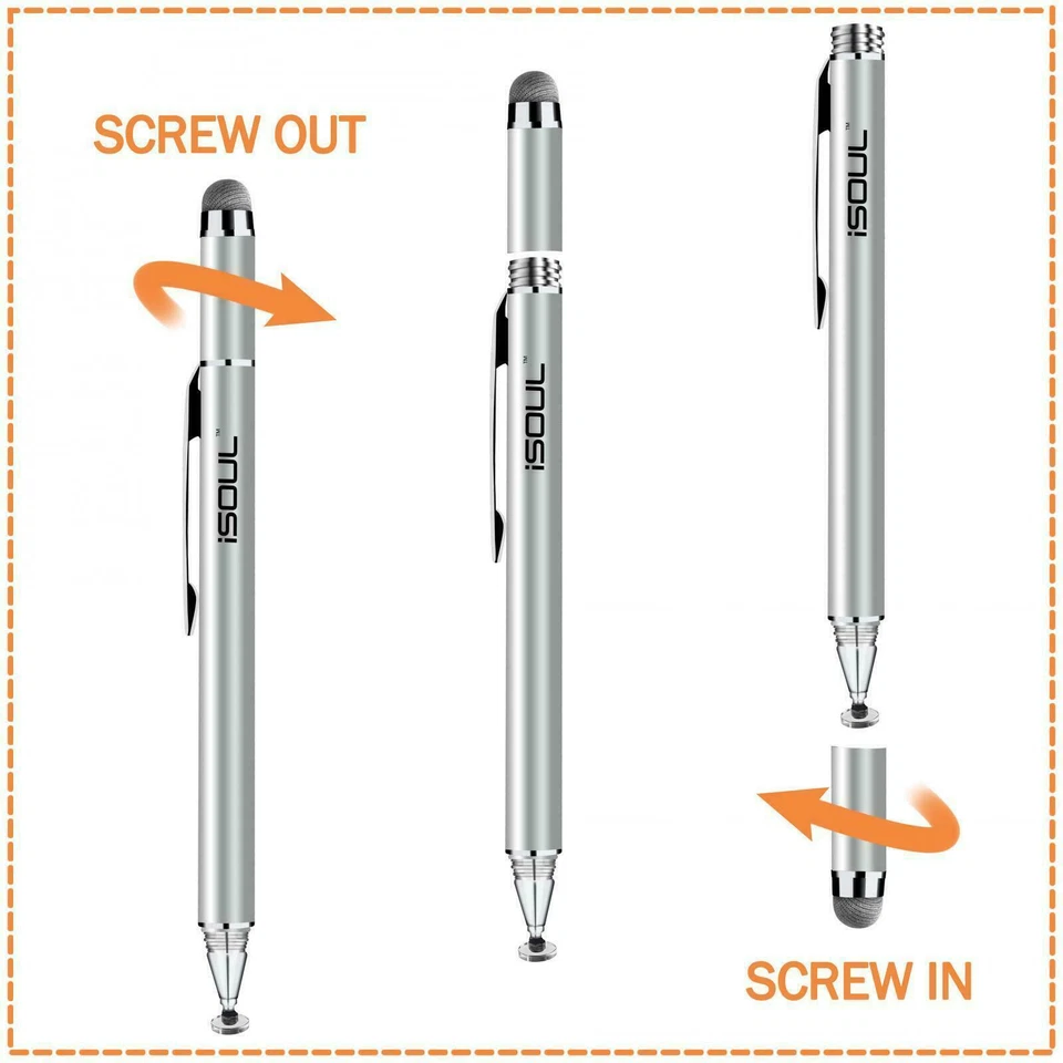 Thin Capacitive Touch Screen Pen Stylus For iPhone iPad Samsung PDA Phone Silver - Image 3 of 4