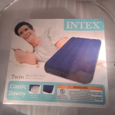 Intex Twin Classic Downy Inflatable Airbed Mattress Blue 68757E 8.75" New in box