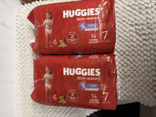 Huggies Little Movers Basic Disposable Diapers Size 7, 14 Count, 41 lb Baby