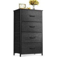 4 Storage Drawers Dresser Small Dresser Chest of Fabric Drawers Organizer Black