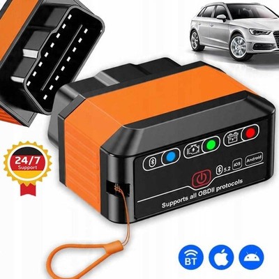 OBD Bluetooth 5.2 Adapter Auto Diagnose Scanner OBDII Tester iOS Android Windows