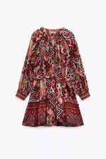 ZARA OVERSIZED PURE COTTON PRINTED SHIRT DRESS ~ L ~  0034/042