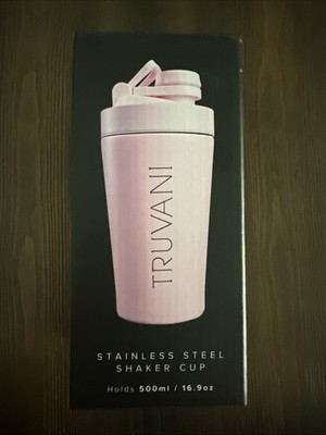 Truvani Stainless Steel Shaker Cup Pink 500ml/16.9oz BPA-Free Wire Whisk