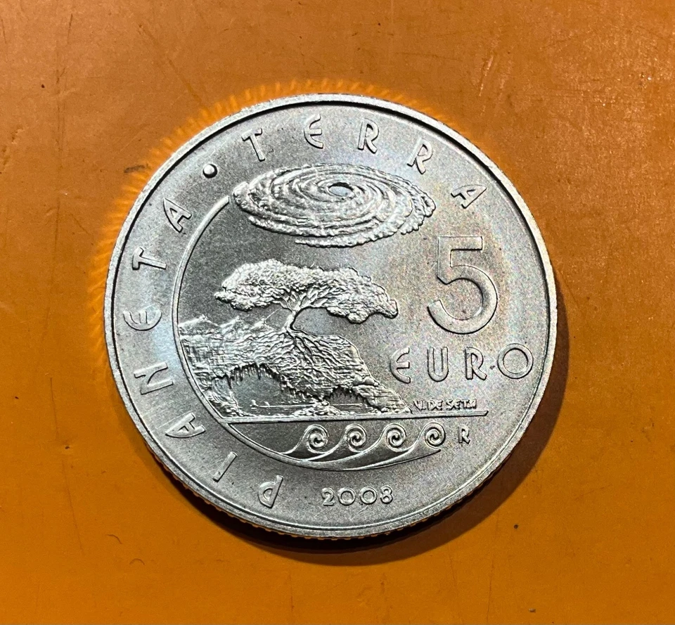 Saint Marin 2008 - BU 5 euro Argent 2008 Planète Terre Rome - Photo 1/2