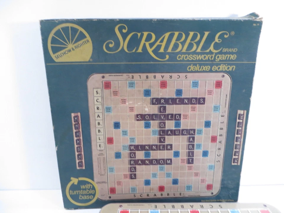 Scrabble Crossword Game 1982 Deluxe Edition W/ Turntable Base Complete No Manual - Image 2 of 4