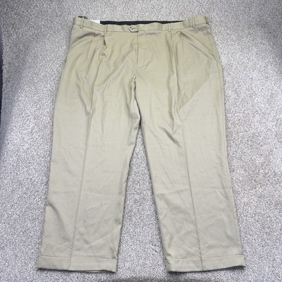 Savane Stretch Crosshatch Dress Pants Men's 58x32 Flax Straight Fit Pleated NWT