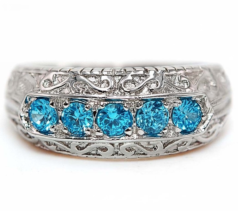 1CT Heat Treated Blue Topaz 925 Solid Sterling Silver Ring Sz 8 PC13-1
