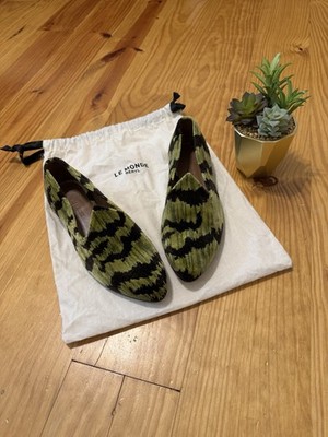 Le Monde Beryl Tiger Print Bevilacqua Velvet Venetian Slippers Green Women s 38