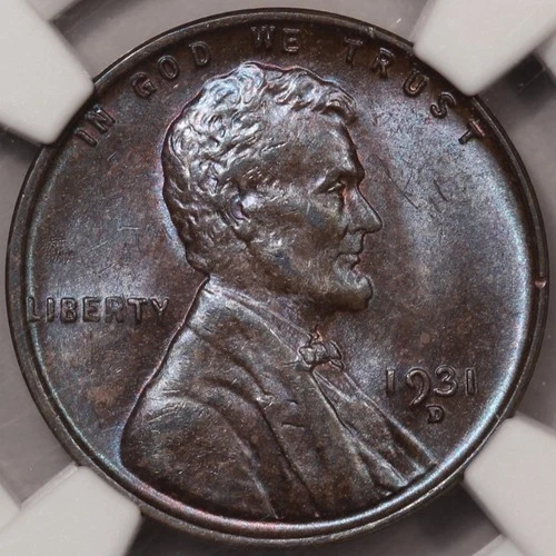 1931-D Lincoln Cent NGC MS-64BN - Amazing Color!