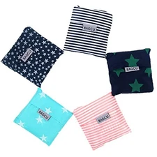 Set of 5 Reusable Grocery Shopping Bag Foldable Shopping Tote Handy Shape Nyl...