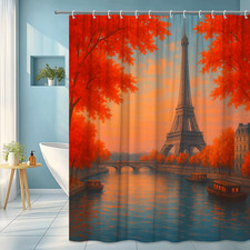 Elegant Eiffel Tower Shower Curtain - Autumn Colors Home Decor