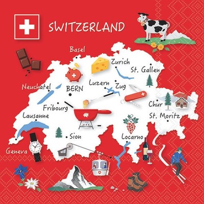 Servietten 33x33 cm Swiss glory