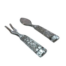Juego de cuchara y tenedor de pinzas para ensaladas de vidrio de cristal elegante ancla de mango de corte de diamante