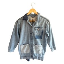 Kids Old Navy Denim Jacket Patchwork Quilt Back Blue Size XL