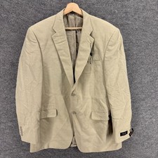 New Axcess Blazer Men 44 Beige Button Up Collared Long Sleeve Lined Linen