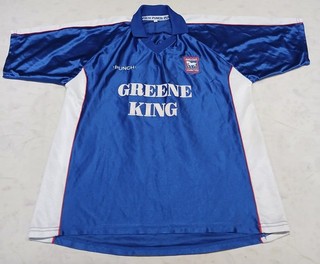 Vintage Ipswich Town 1999/2001 Punch Men's Size L Home Football Shirt Blue