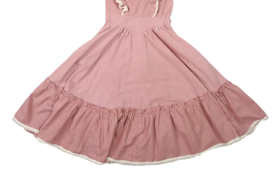 VTG 70s GUNNE SAX XXS Cottage Core Prairie Polka Dot Print Midi Lace Dress Pink - Image 3 of 4