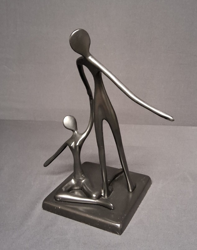"Dancing Couple"  Bodrul Khalique modernist metal sculpture  Sweden 10"