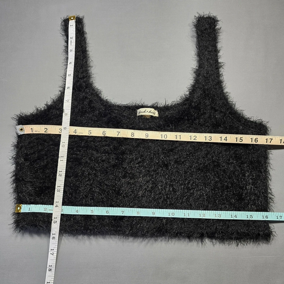 Camiseta corta Derek Heart negra difusa sin mangas halter elástica cuello redondo para mujer talla L Foto 3 de 4