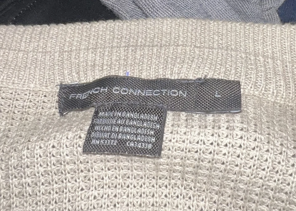 Suéter French Connection Para Hombre Grande Gris Pullover Cuello Redondo Ligero Clásico Foto 3 de 3