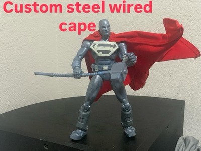 custom Superman STEEL Red wired cape mcfarlane 1/12 DC multiverse NOT FIGURE