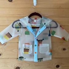 Christian Robinson toddler rain jacket with colorful pattern and hood size 18M