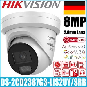 Hikvision DS-2CD2387G3-LIS2UY/SRB 4K 8MP ColorVu3.0 Hybrid Light IP Camera 2.8mm