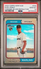 2023 TOPPS HERITAGE CHROME-SILVER REFRACTOR #545 EURY PEREZ 260/274 PSA 10