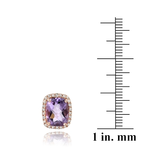 Rose Gold Tone over Silver 4.5ct Amethyst & White Topaz Rectangle Stud Earrings - Picture 3 of 4