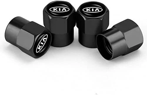 4x Black Hex Alloy Tire Air Valve Stem Cap Fits Most Older Kia