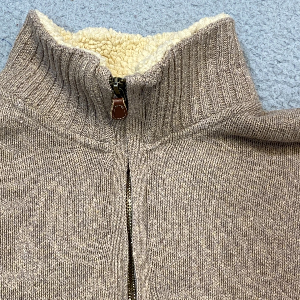Suéter Oscar de la Renta Para Mujer Pullover Pequeño 1/4 Cremallera Algodón Tostado Cuello de Piel Foto 3 de 4