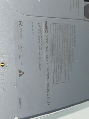 NEC NP-M311X LCD Projector 3100 Lumens HDMI XGA - 3799  Used Lamp Hours - Picture 8 of 9