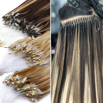 300 Strähnen Microring Loop Ring Remy Human Echthaar Extensions Haarverlängerung