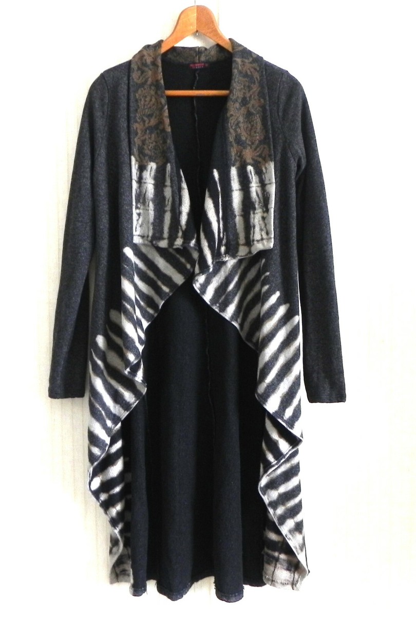 T Party Duster Draped Front Multi-Color Open Cotton Blend Pre