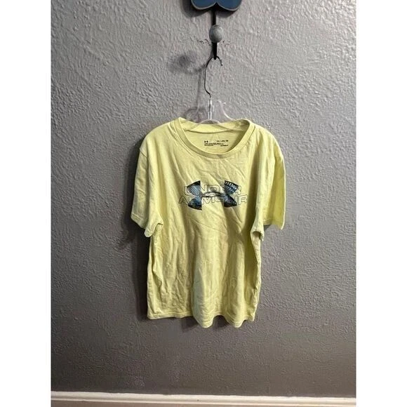 T-Shirt yellow under armour short sleeve shirt size youth extra large - Image 2 of 4