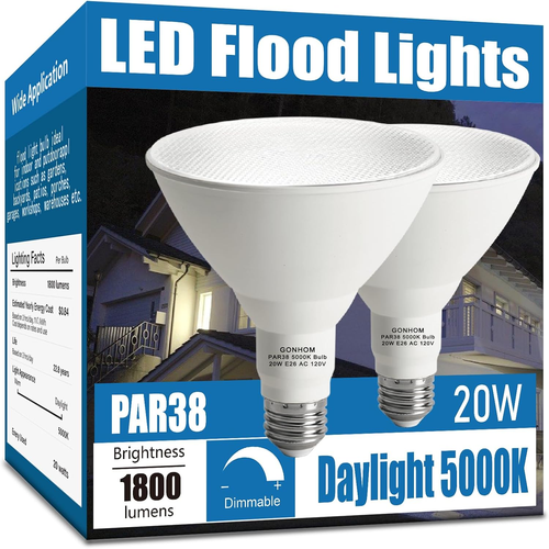Par38 Led Flood Lights Outdoor Light Bulb 2 Pack,Dimmable 5000K Daylight 1800LM,