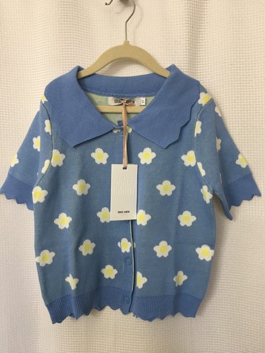 NWT GRACE KARIN Girls 8Y Soft Knit Button Down Cardigan Sweater Blue Yellow - Picture 10 of 11