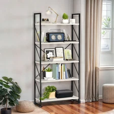 5 Tier Bookshelf Bookcase Display Rack Storage Industrial Living Room Home