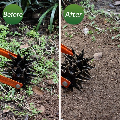 Rotary Cultivator Tool, Adjustable Garden Hand Tiller with Stainless Steel Pole - Picture 6 of 7