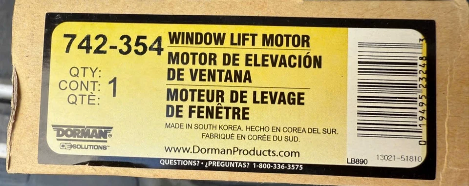 Dorman 742-354 Power Window Lift Motor For 01-06 Chrysler Dodge Sebring Stratus — 第 2/2 张图片