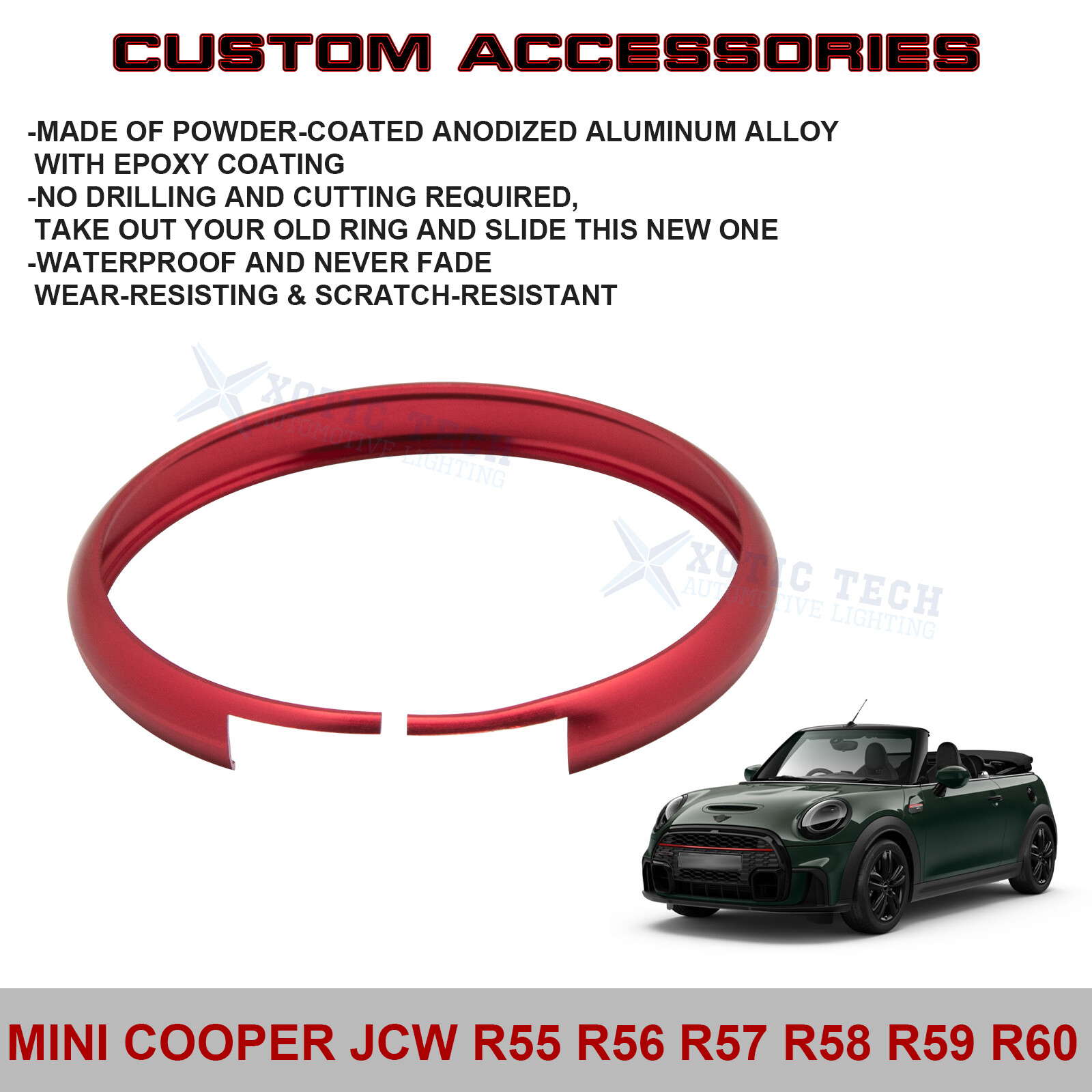 Red Aluminum Remote Smart Key Ring Rim Cover For Mini Cooper JCW R55 ...
