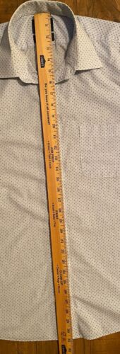 #555 Stafford Travel Small Fitted Long Sleeve 16 1/2 (34-35) Shirt Sm Black Dots - Picture 5 of 8