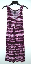 Tie Dye Dress Glamour Boho 12 Criss Cross V Neck Back Tie Shaded Pink - Burgundy