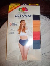5 PR. LADIES FRUIT OF THE LOOM BREATHABLE MESH BRIEFS PANTIES NIP SZ 5 ASTD COL