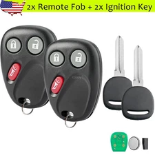 2 for 2003 2004 2005 2006 2007 Hummer H2 Control Remote Fob+ Ignition Chip Key