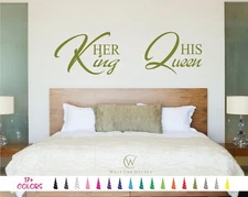 Her King His Queen - Bed Room Wall Quote Vinyl Decal Love Saying Décor Sticker