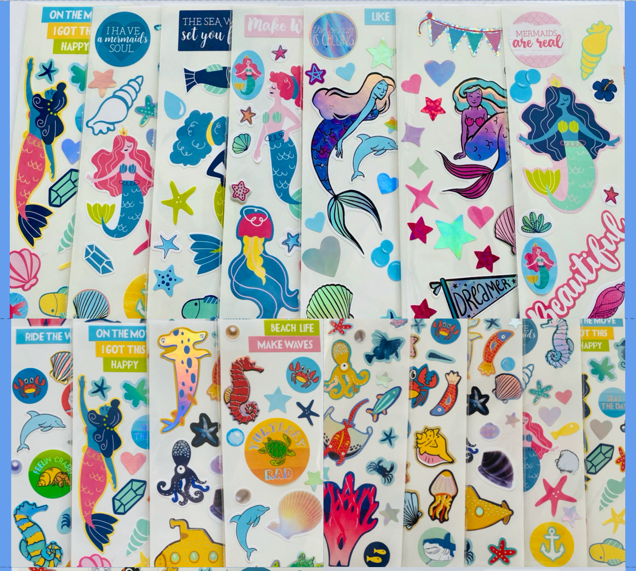 195+ Stickers, MERMAIDS DOLPHINS SEA SHELLS SEAHORSE POLAR BEAR PENGUINS OCEAN