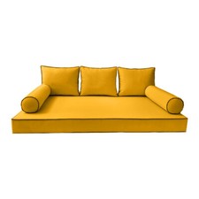  COVER ONLY -S3 Outdoor Daybed Mattress Bolster Pillow Contrast Trim Full AD108