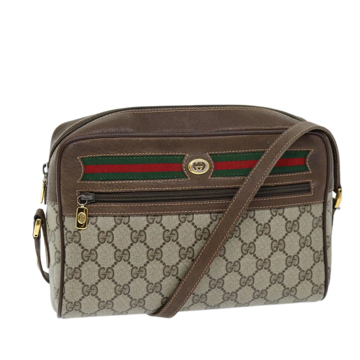 Sac bandoulière GUCCI GG Supreme Web Sherry Line PVC beige 119 02 088 authentique am6135