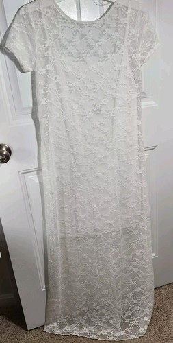 Wild Fable Women's Lace Off White Maxi Dress Large Ivory Off White - Picture 2 of 7